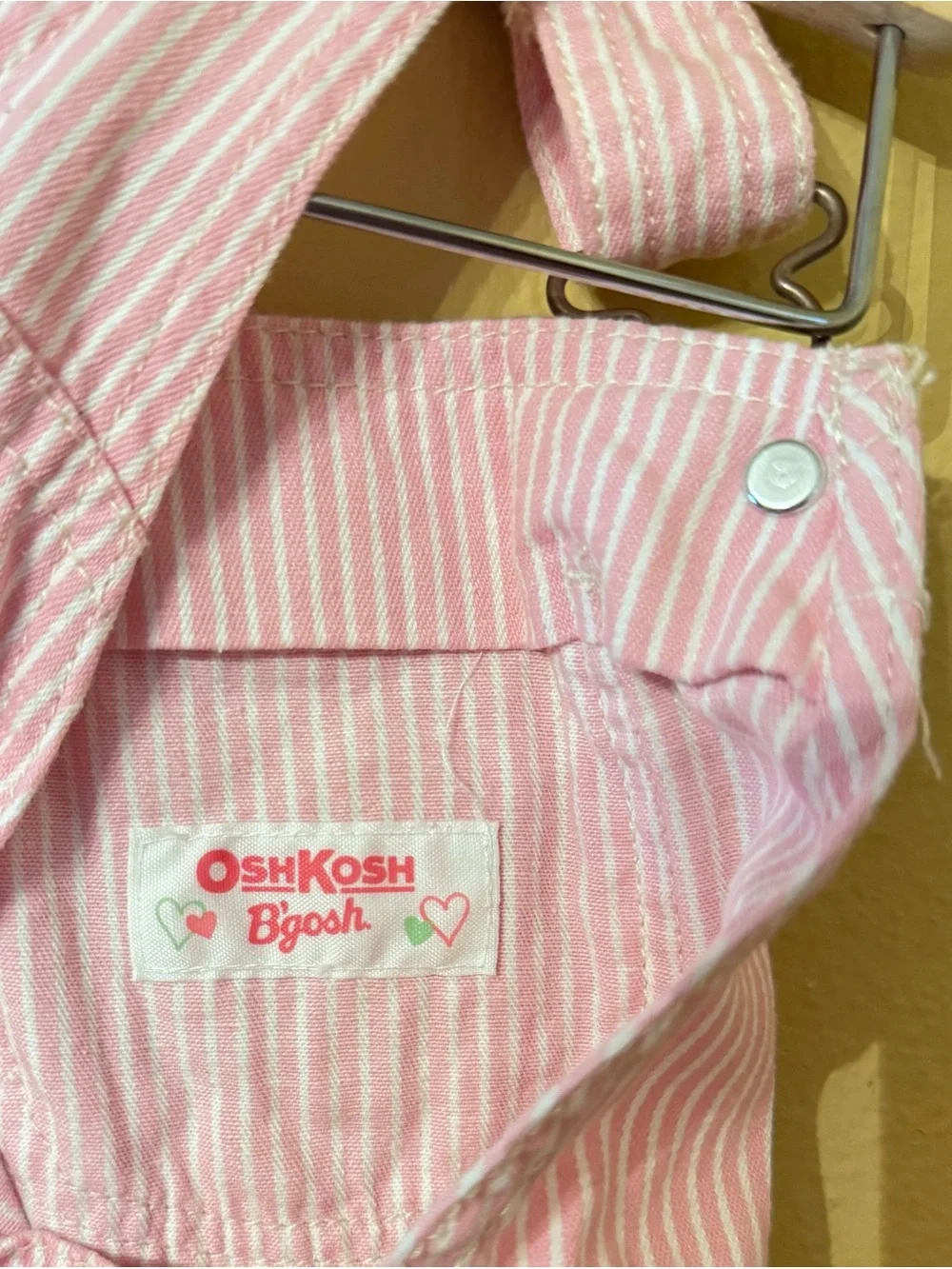 Vintage Pink Striped Butterfly Overall Dress for Girls